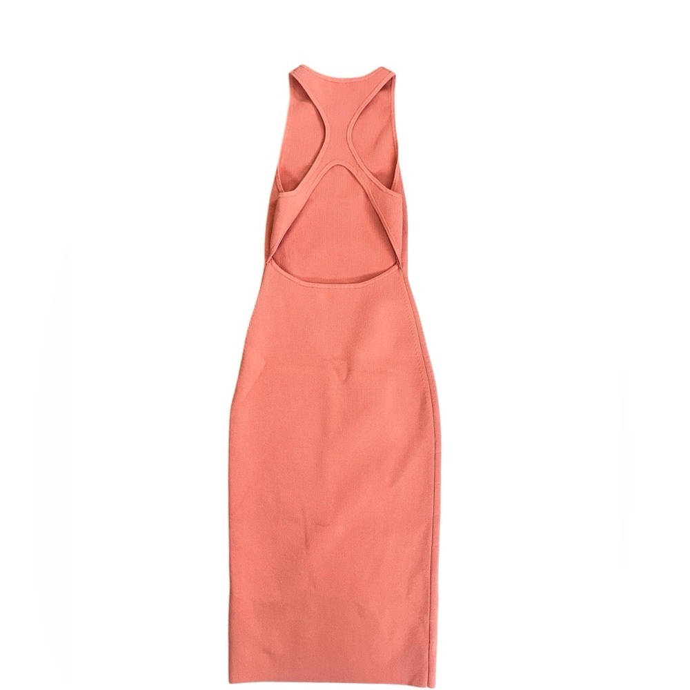 Babaton Aritzia Vibrant Orange Open Racerback Fitted Bodycon Ribbed Midi Dress - Picture 7 of 10